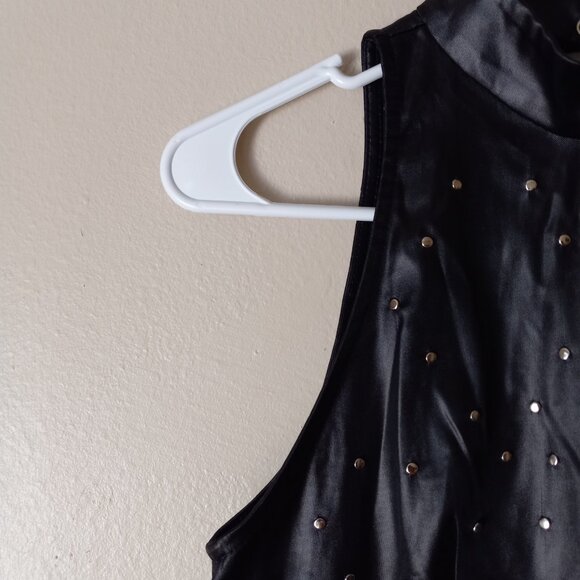 INDEED Black Silver-Studded Leather Look-alike Tank Women's S - Picture 4 of 8